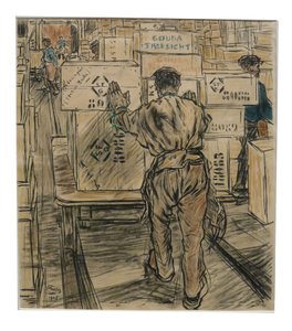 Magazijnen 1 van de 12 litho